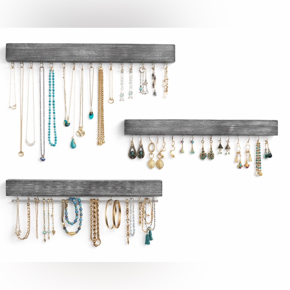 Wall-Mounted Jewelry Organizer with Hooks